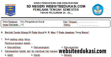 Download Soal Pts Ips Kls 1 Semester 1