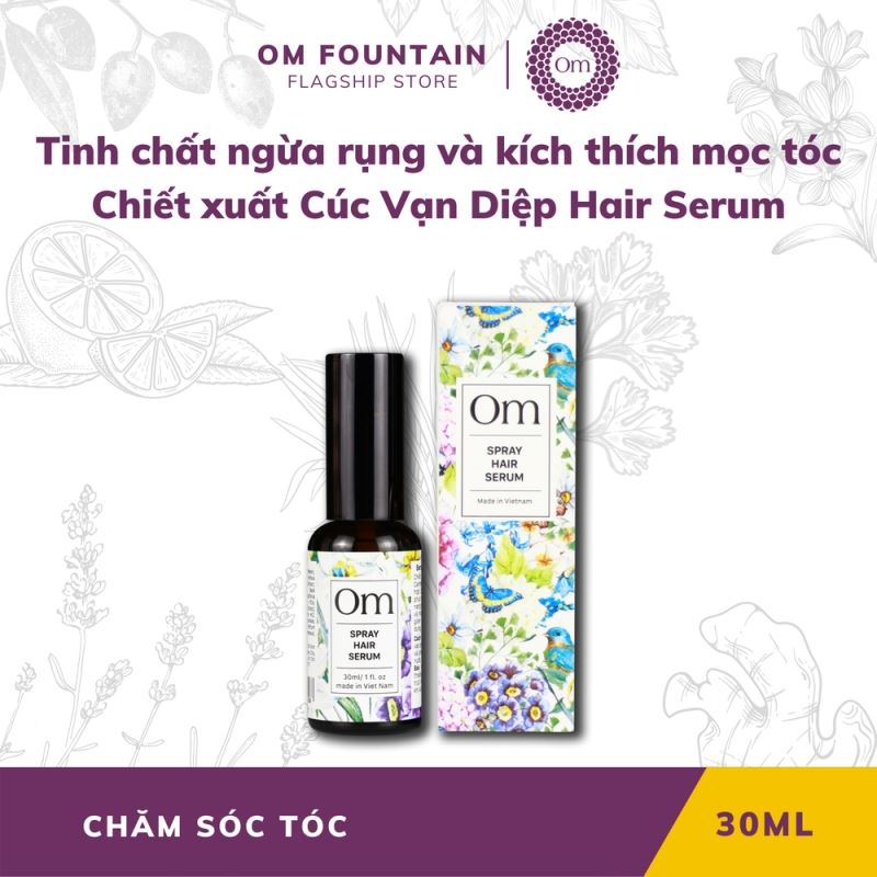 TINH CHẤT NGỪA RỤNG VÀ KÍCH THÍCH MỌC TÓC CHIẾT XUẤT CÚC VẠN DIỆP HAIR SERUM – OM FOUNTAIN