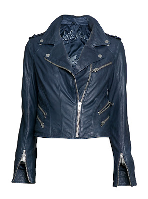 Wild Swans: Jofama - Blue Leather Biker Jacket
