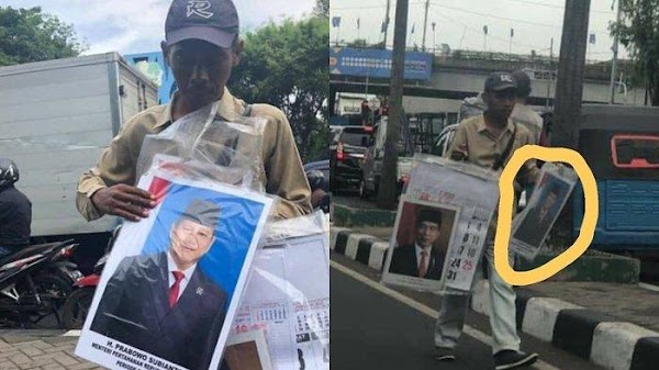 Bapak Ini Jualan Foto Presiden Jokowi dan Menhan Prabowo, Yang Laris Fotonya Pak Menhan