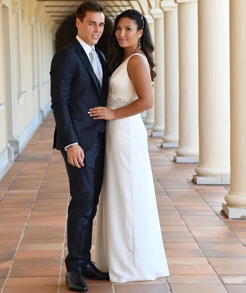 Marie Chevallier wore a jumpsuit by Barcelona's bridal designer Rosa Clará