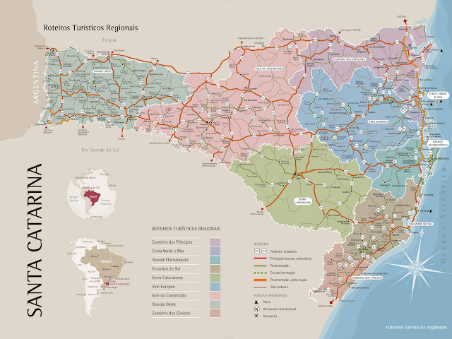 Mapa das regiões turísticas de Santa Catarina
