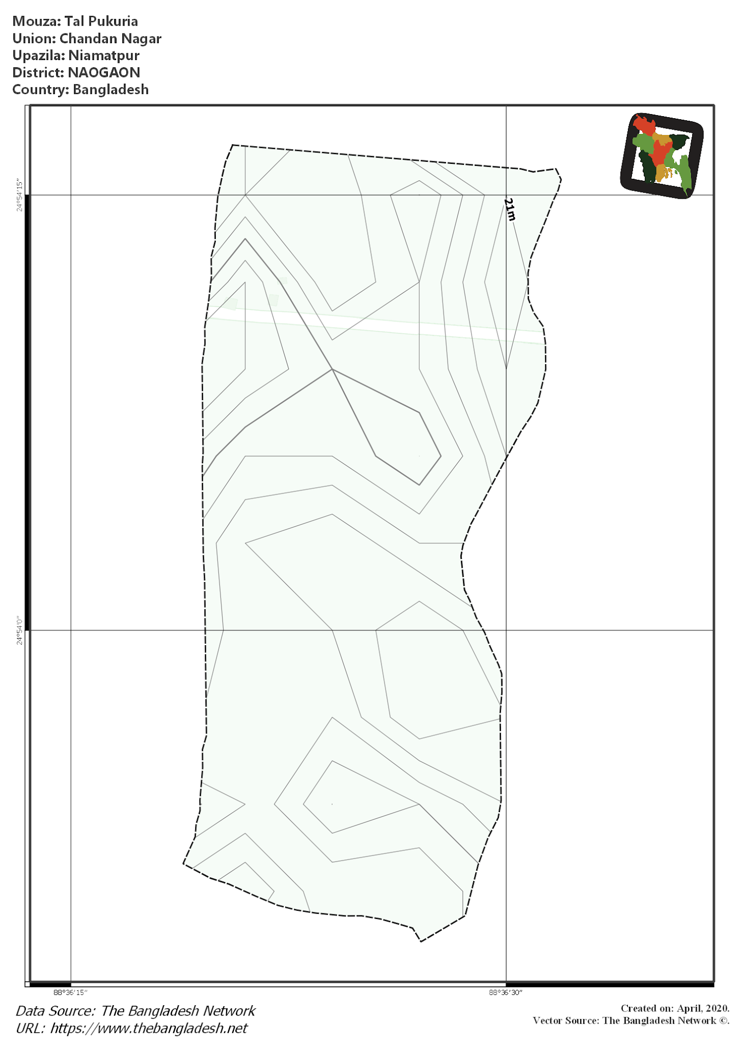 Map of Tal Pukuria Mouza of Niamatpur Upazila, NAOGAON, Bangladesh.