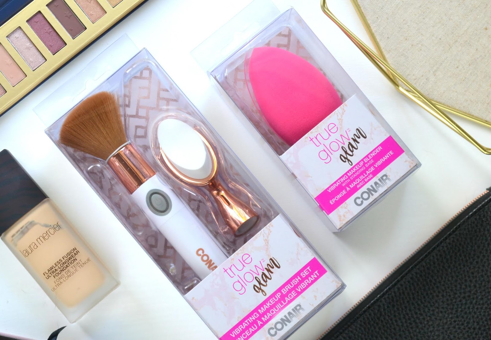 MAKEUP Conair True Glow Glam Vibrating Makeup Blender and Brush Set