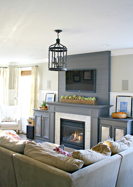 dark gray fireplace