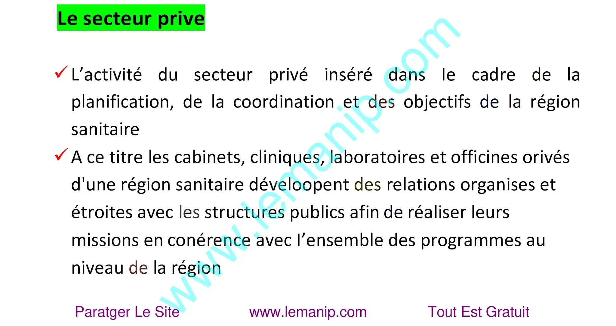 Le secteur prive