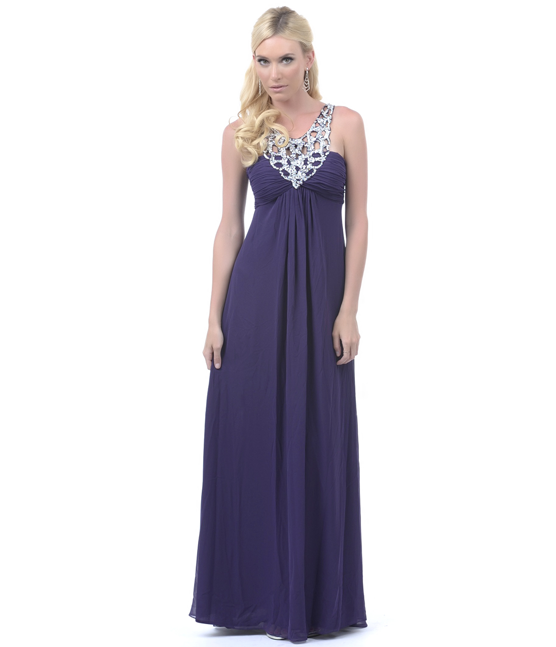 VuDress Dresses Shop Online: Plum Ruched Sequined V-Neck Long Dress