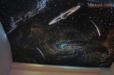 fiber optic star ceiling, starry sky stretch ceiling lighting ideas