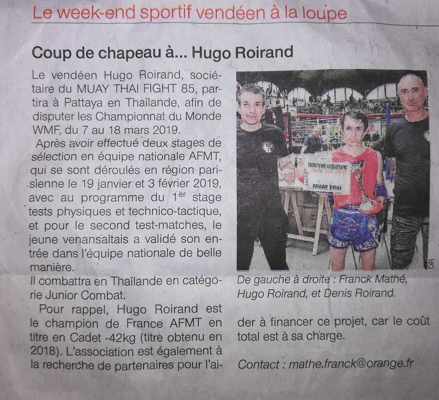 ARTICLE DU JOURNAL OUEST FRANCE