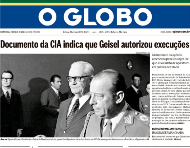 Documentos da CIA revelam a ação de generais de plantão nos assassinatos de opositor