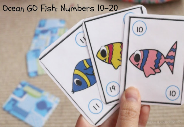 Numbers 10 20 GO FISH Printable - Ocean Go Fish Printable School Time Snippets 