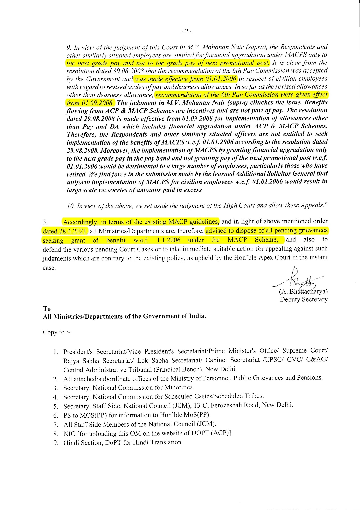 Cases pending or decided by Hon'ble High Courts/Central Administrative ...