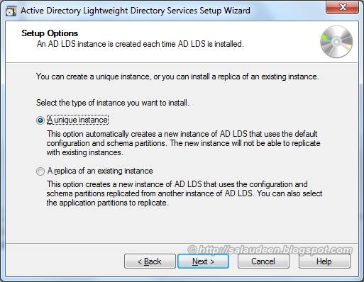 Create a Unique AD LDS instance Create a Unique AD LDS instance