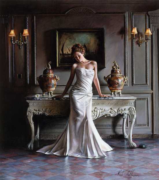 rob hefferan pinturas hiper realistas mulheres noivas casamento beleza vestidos festa gala