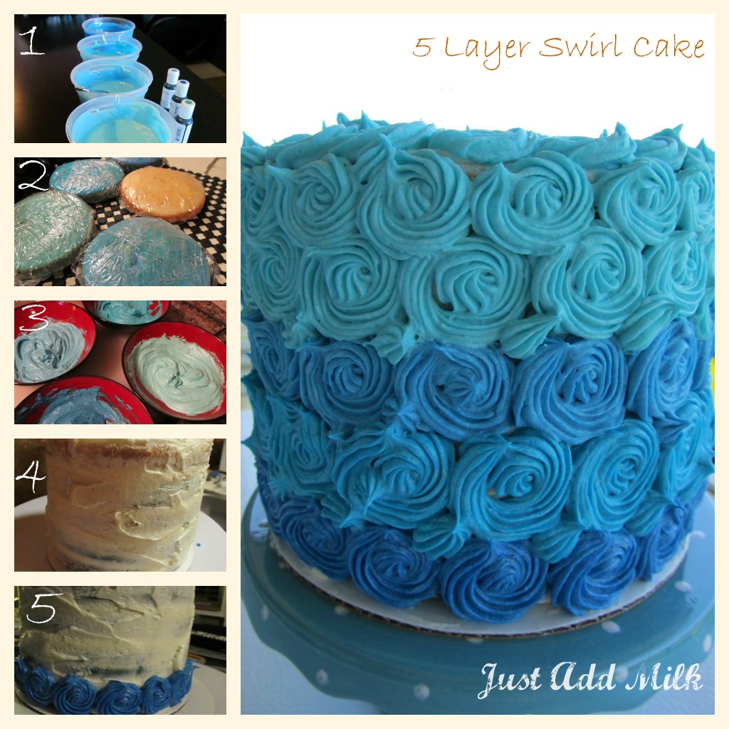 Just Add Milk Picture Tutorial Blue Ombre Swirl Cake