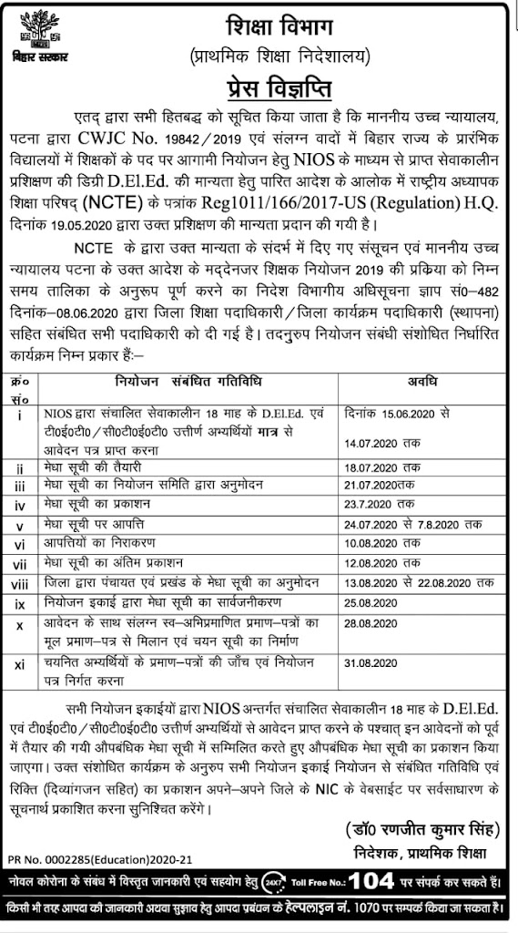 खगड़िया शिक्षक नियोजन अंतिम मेधा सूचि 2020KHAGARIA Teacher Niyojan