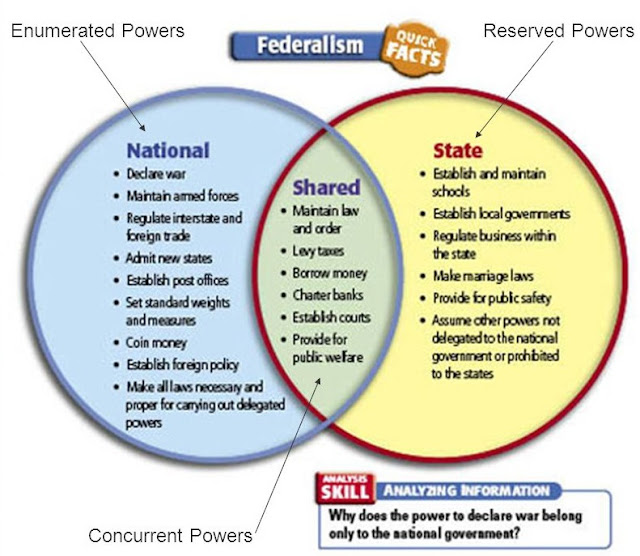 cram course civics and u s history powers of state and federal government venn diagram