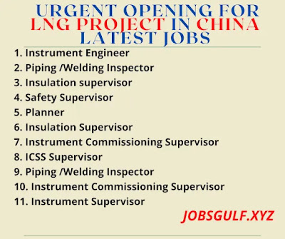 URGENT OPENING FOR LNG PROJECT IN CHINA LATEST JOBS