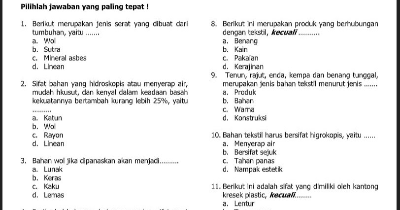 Soal Pas Prakarya Kelas 7 K13 Sem 1 Ganjil Soal Pelajaran