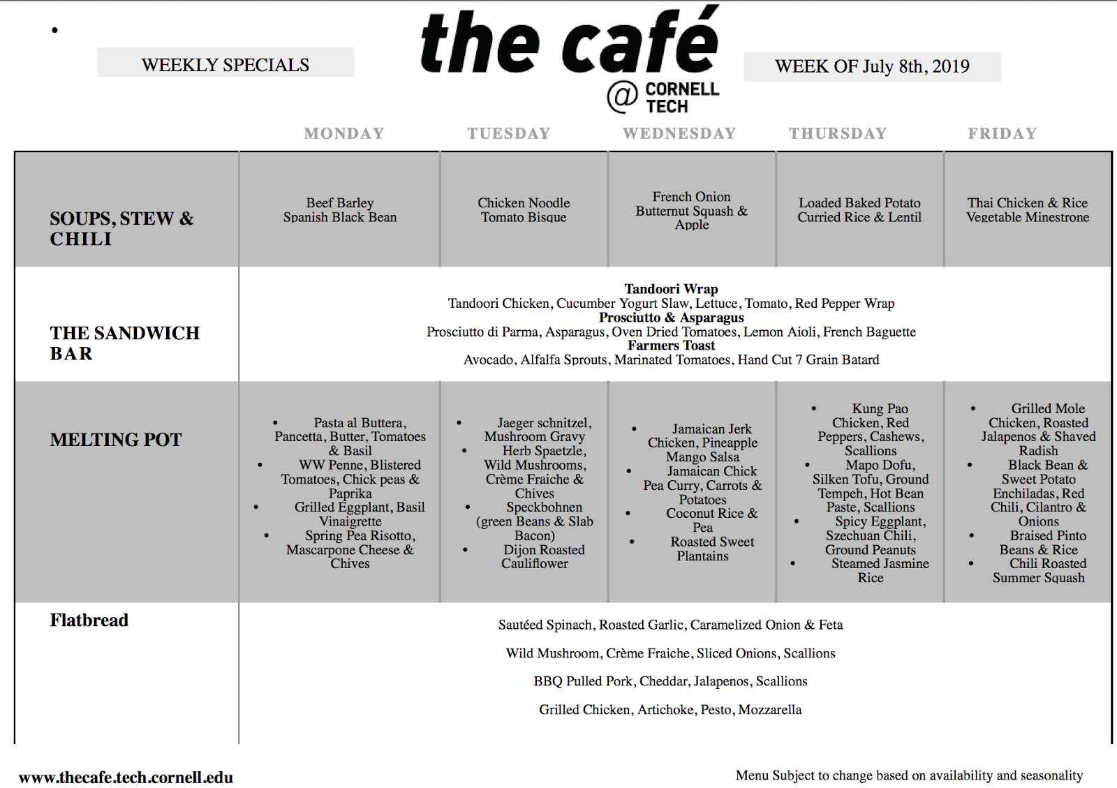 Roosevelt Islander Online Sponsored Post Weekly Menu For Cafe