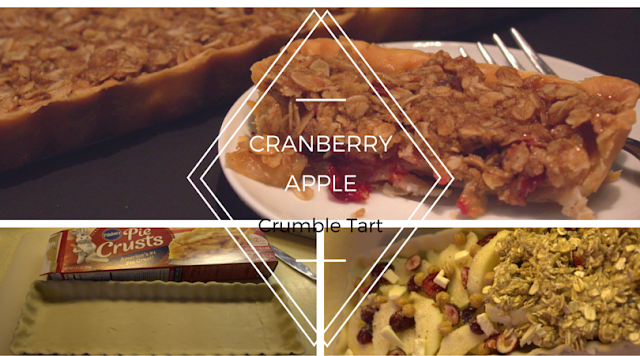 Cranberry Apple Crumble Tart - A delicious dessert that is sweet and tart in each bit, made with cranberries, apples and Kraft caramel bits.