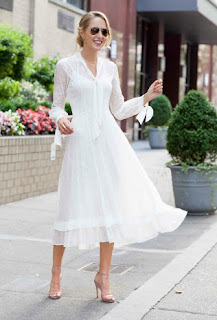 white long sleeve bridal shower dress