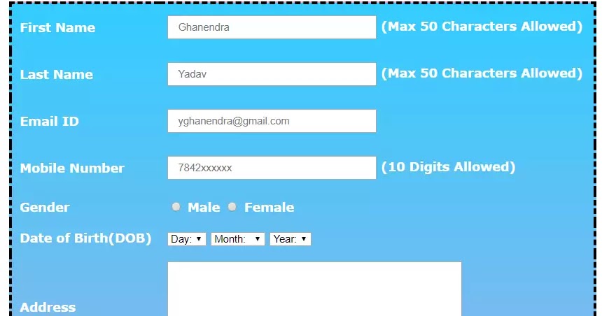 Student Registration Form In HTML With CSS Completely Free