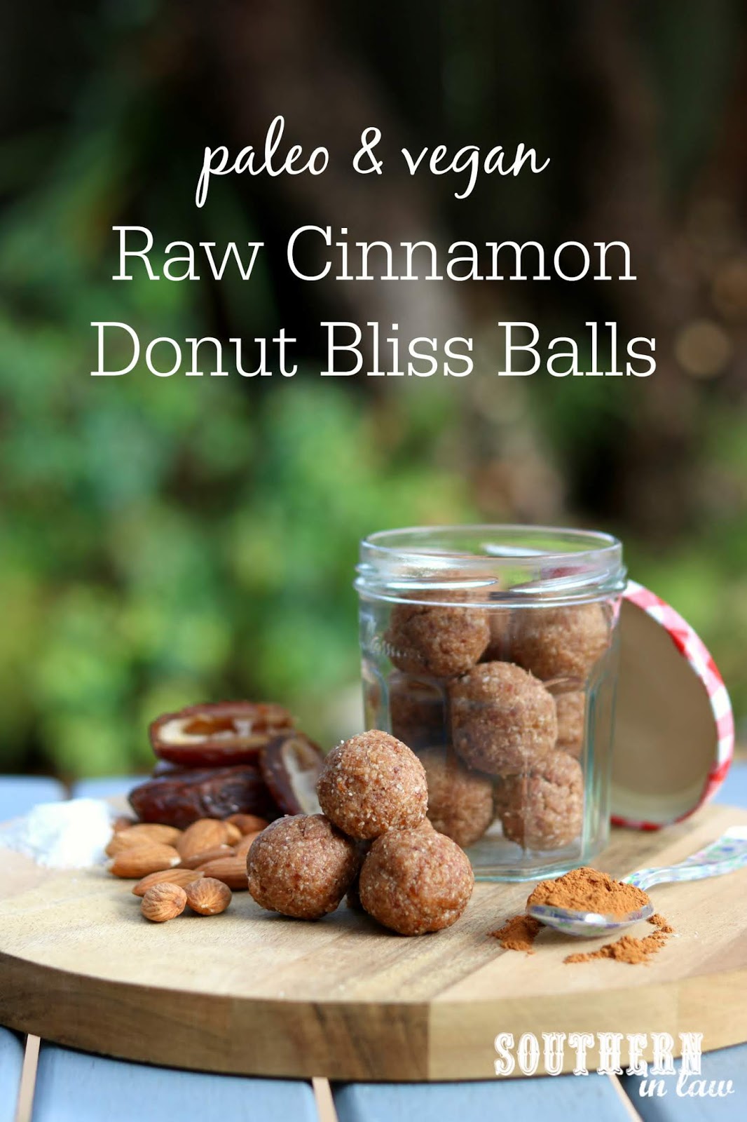 Southern In Law Recipe Raw Vegan Cinnamon Donut Bliss Balls (Paleo too!)