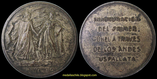 Medalla Inauguración Túnel por Uspallata Argentina Chile Centenario
