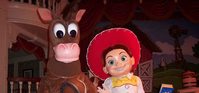 Jessie and Bullseye in Diamond Horseshoe Magic Kingdom Disney World
