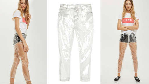 calça de plastico transparente