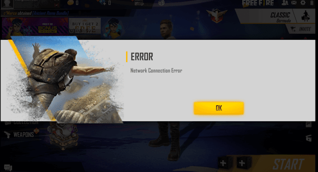 Cara memperbaiki Error Network Connection Error (Garena Free Fire) FF