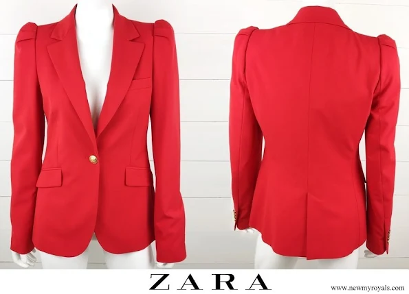 Kate Middleton wore Zara red Blazer Gathered Shoulders