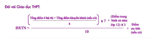 công thức tính điểm tốt nghiệp hệ THPT