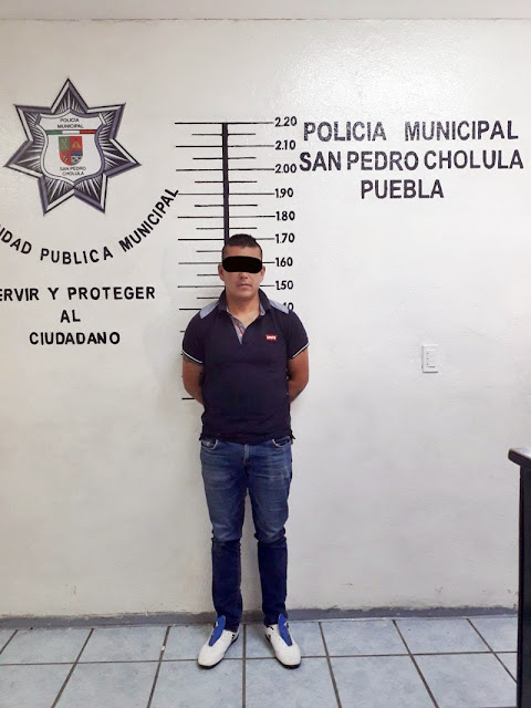 Detienen guardias turísticos de San Pedro Cholula a presunto ladrón de vehículos