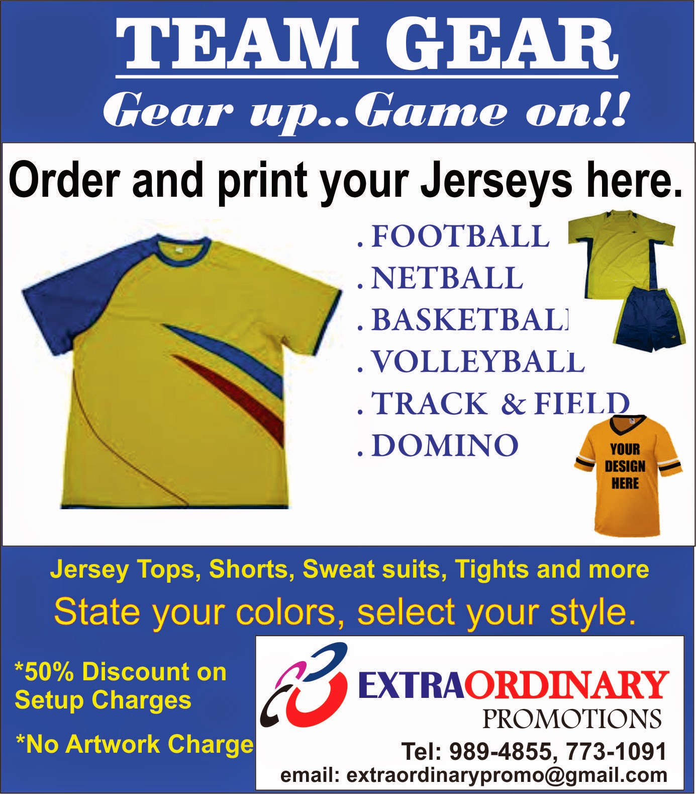 Extraordinary Promotions : Order and print your Jerseys here