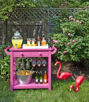 garden flamingos on lawn