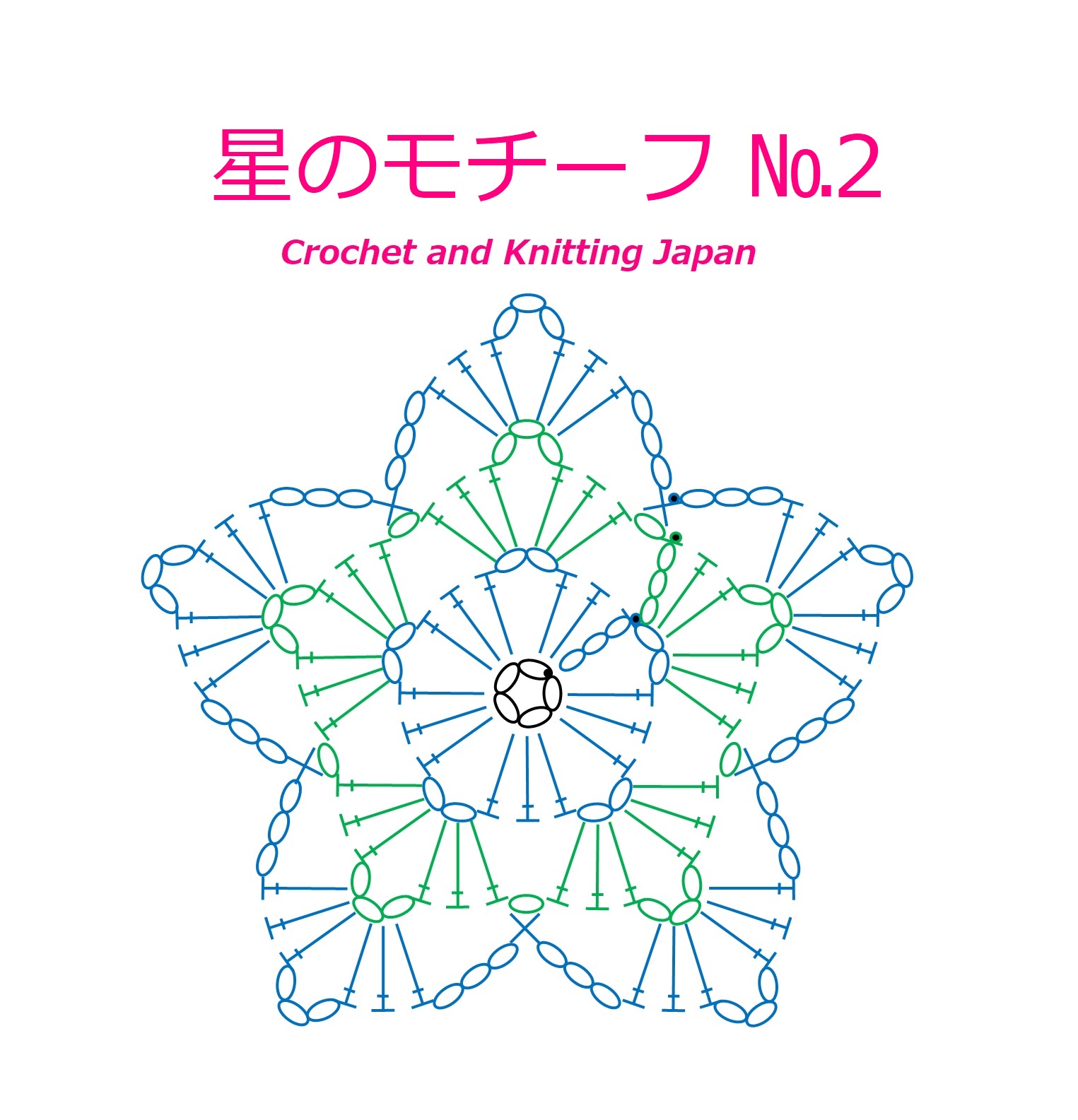 かぎ編み Crochet Japan クロッシェジャパン かぎ針編み 星のモチーフ 2 の編み方 Crochet Star Motif Crochet And Knitting Japan