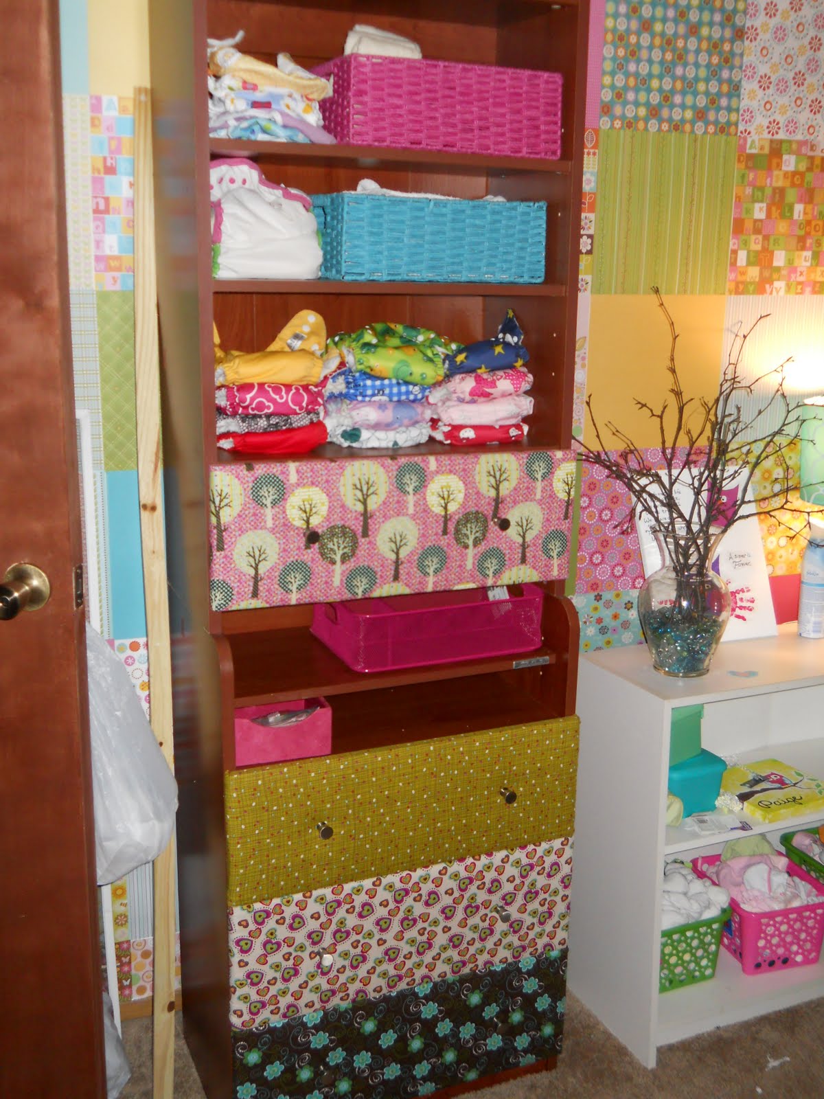 Baby Runs This Place In Progress Cloth Diaper storage and Upcycled