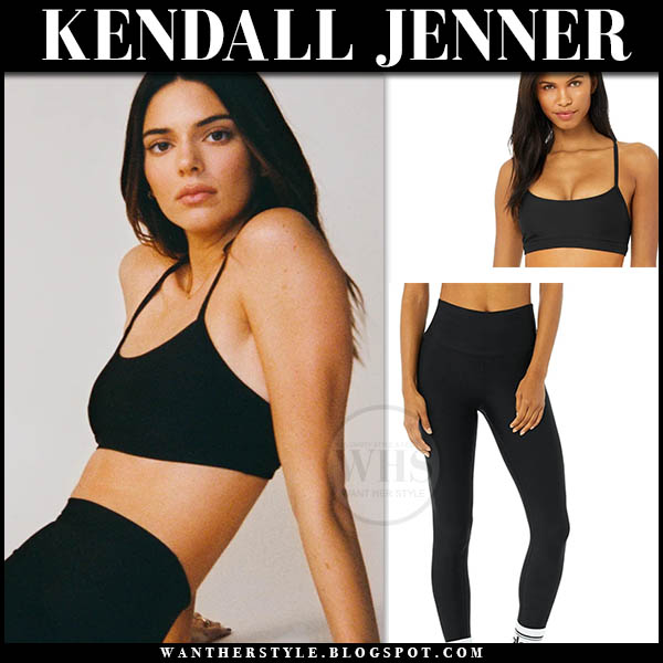 Kendall Jenner: Black Tank, High-Waist Leggings