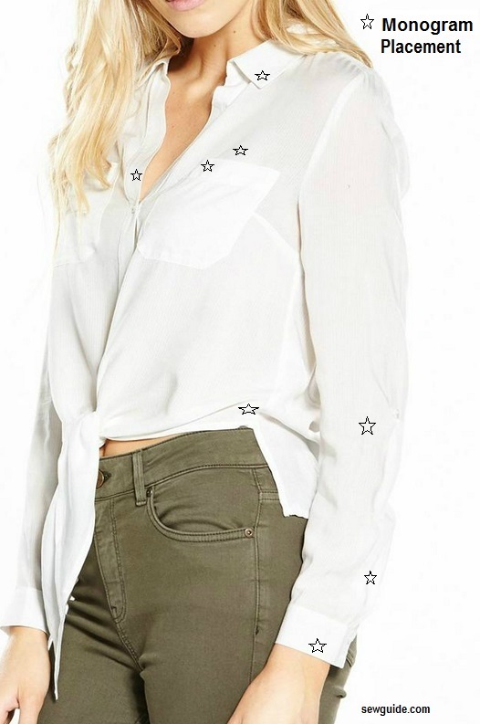 Vị trí thêu trên áo sơ mi