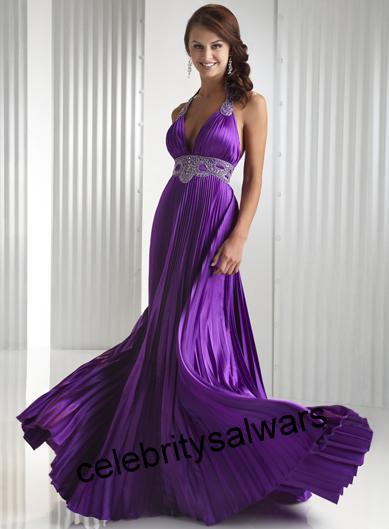 All Celebrity Salwars: Celebrity in party ware purple frock with satin ...