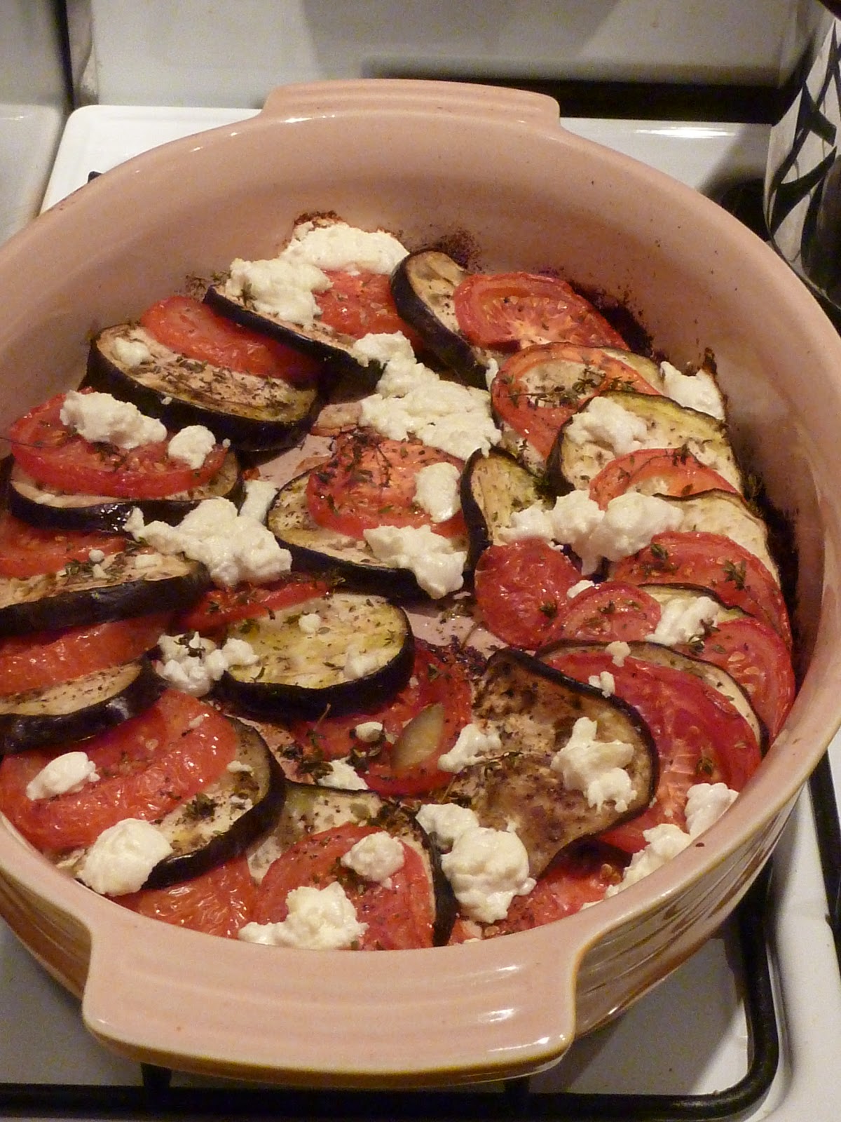 Sensibly Gourmet Happy Spring Tomato and Eggplant Gratin