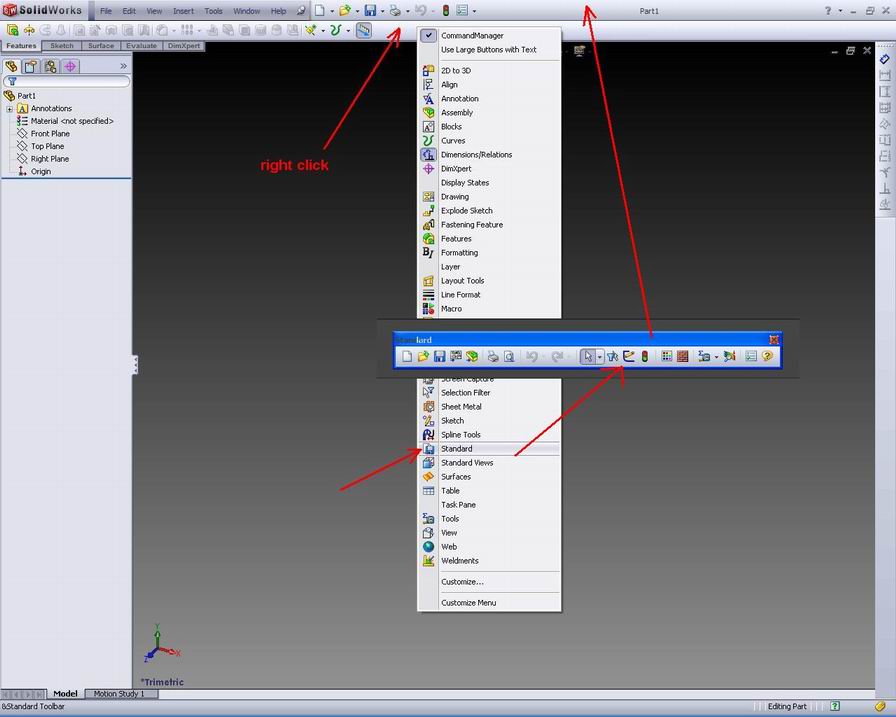 Toolbar SOLIDWORKS ARUSHA_WORKS