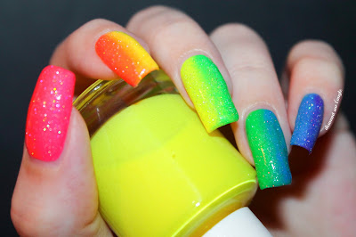 Rainbow Gradient Neon Nail Art