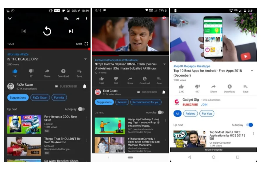 YouTube is testing "Up Next" filters/categories on Android