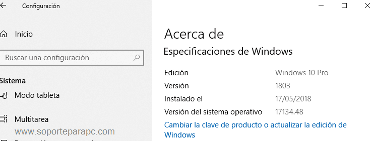 cual versión windows 10 está instalado