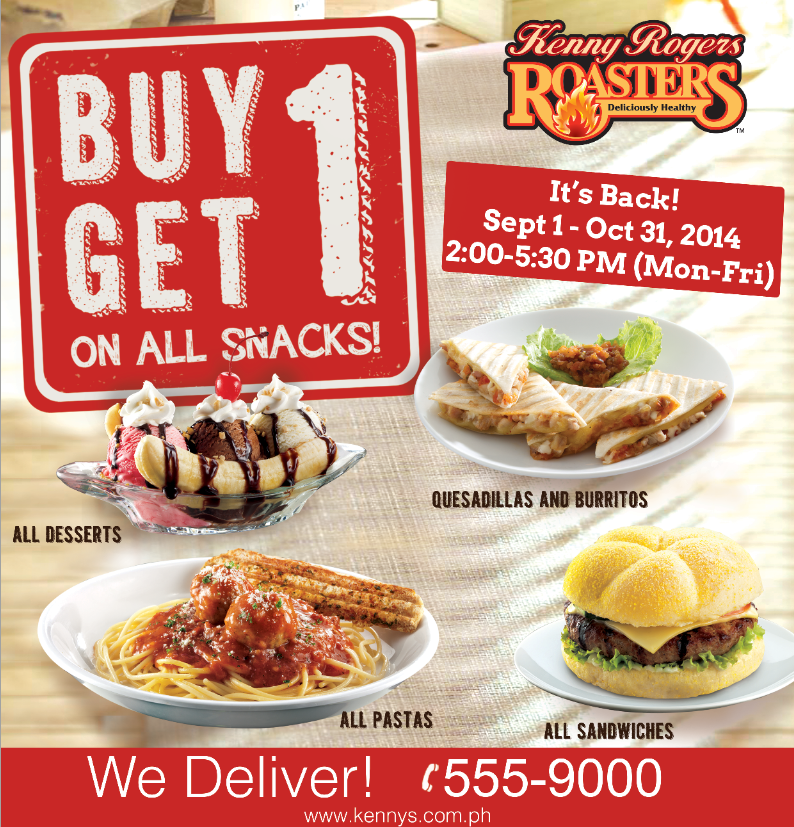 Manila Shopper Kenny Rogers Buy1 Get1 on ALL Snacks SeptOct 2014