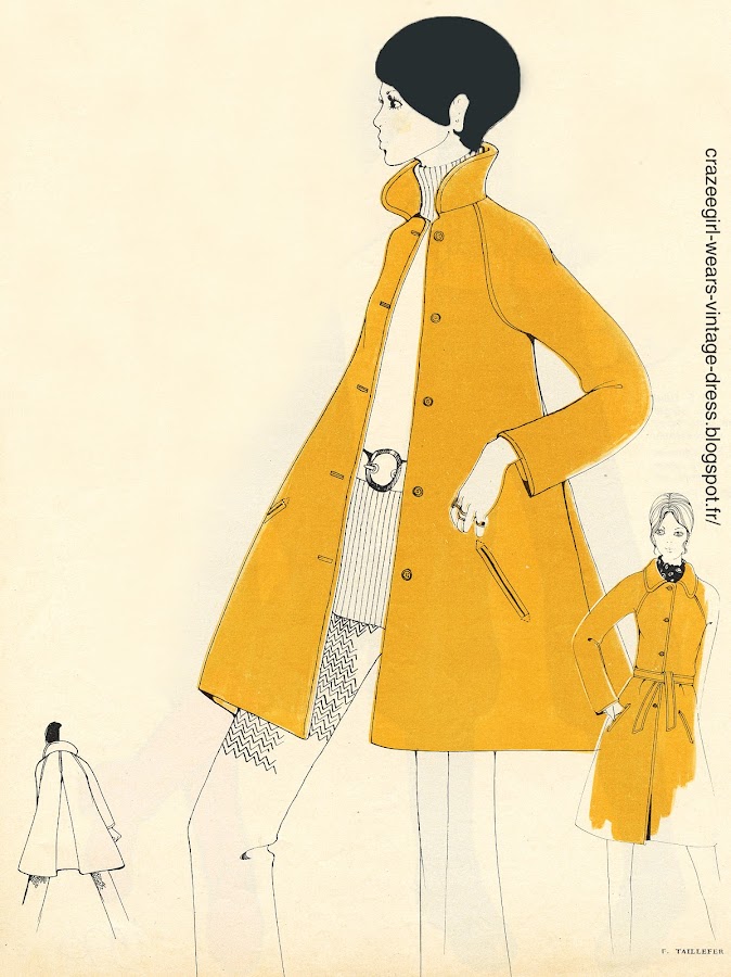 vintage diy sew coat swing aline trapeze manteau couture mod twiggy 1960 1970 60s 70s 