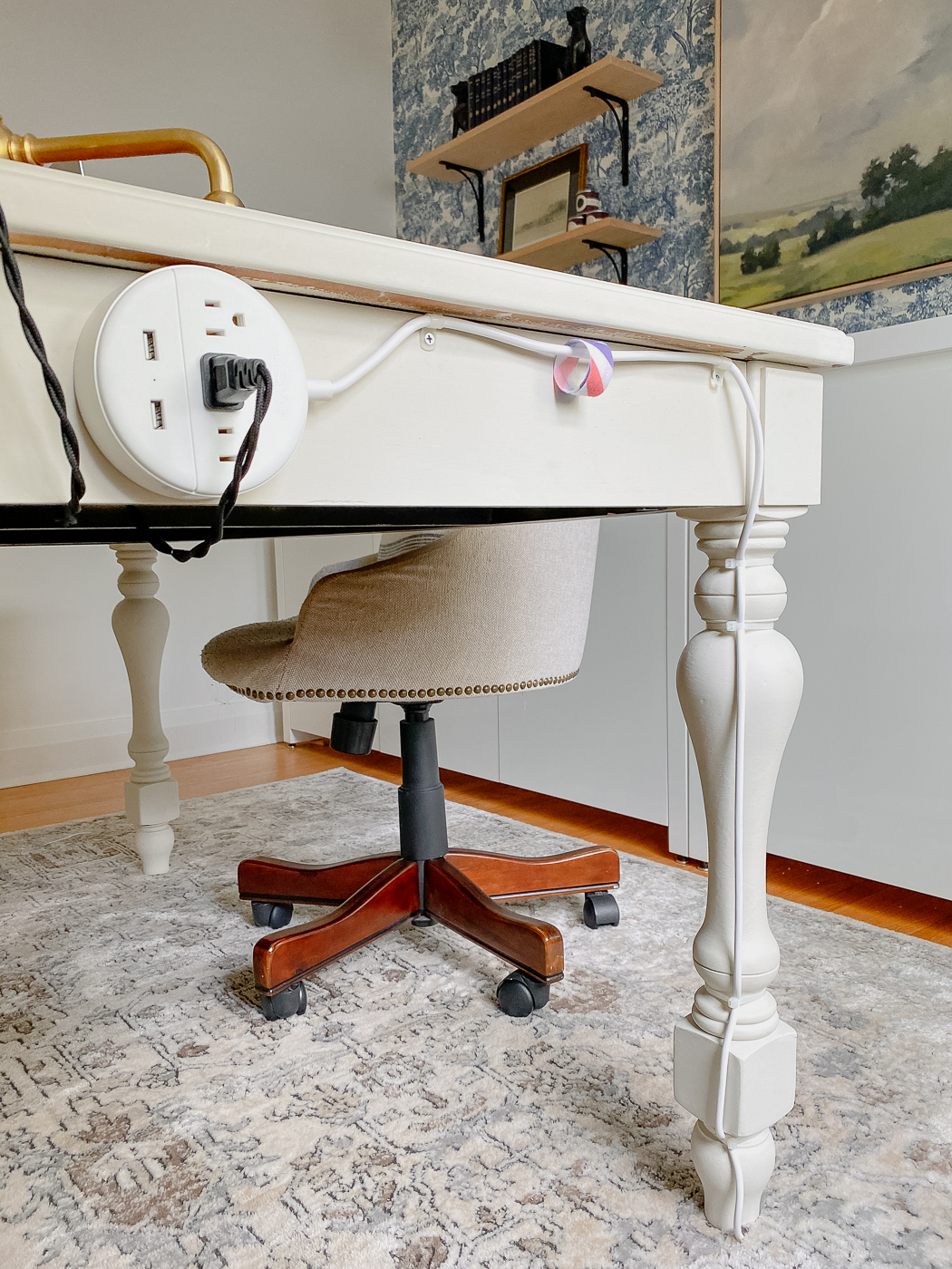 Easy Solution to Hide Cords in the Office - Lemons, Lavender, & Laundry